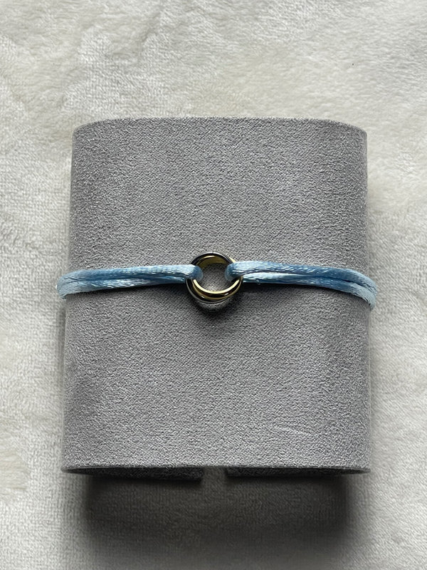Armband Knoop lichtblauw/zilver/goud