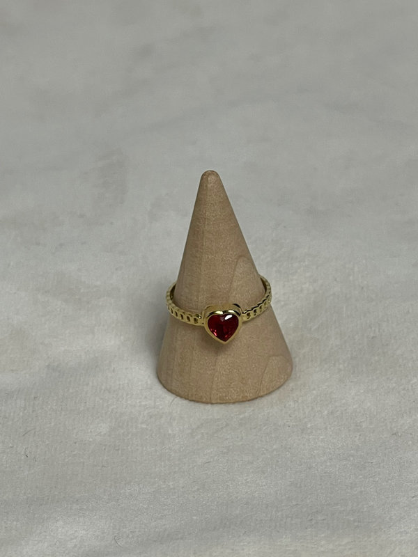 Ring goud/rood hartje